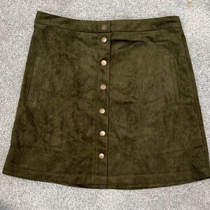 Sans Souci Dark Green Suede Mini Skirt